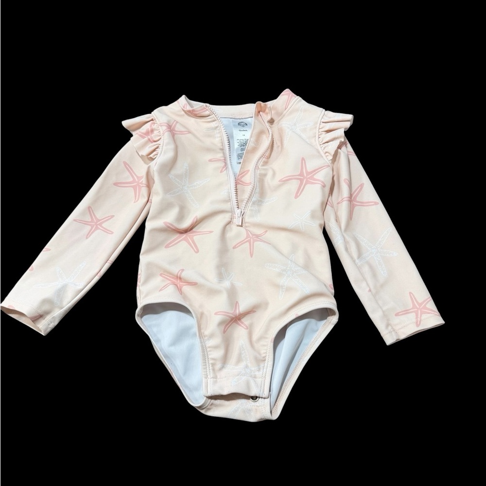 Gerber Peach & Pink Starfish Long-Sleeve Onesie. Gently Used
